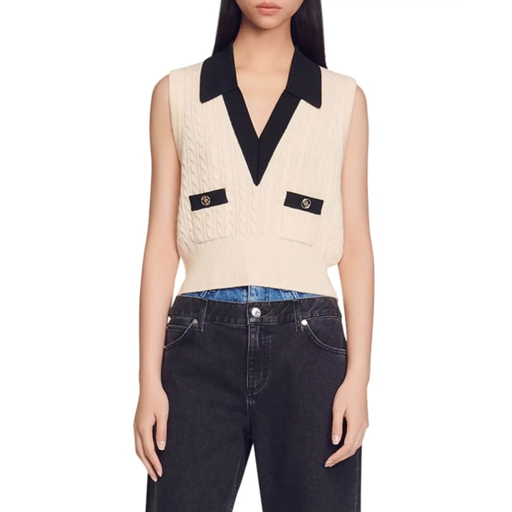 NWOT Sandro Suzy Cable Knit Vest